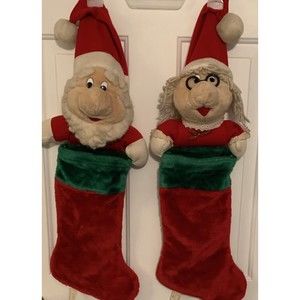 Vintage Christmas Stockings Santa Claus and Mrs. Claus Chosun International READ